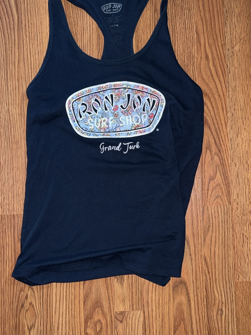 Ron Jon Navy Tank Top with Multicolor Floral Logo